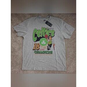 NBA Boston Celtics Gray Short Sleeve Tee with Green and Gold Graphic